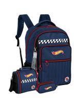 Kit Mochila Costas + Lancheira + Estojo Hot Wheels