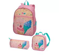 Kit Mochila costas + lancheira + estojo, Pack Me Sweer Party Pacific Rosa - Único - Rosa