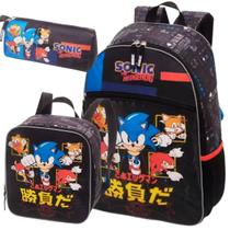 Kit Mochila Costas Lancheira Estojo Sonic Tails Go Fast