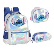 Kit Mochila Costas + Lancheira + Estojo STITCH Holografica Luxcel Kit Mochila Costas + Lancheira + Estojo STITCH Holografica Luxcel