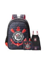 Kit Mochila Costas+Lancheira+Estojo T+Bolsa Saco Corinthians