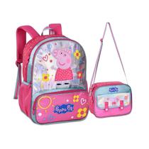 Kit Mochila Costas Lancheira Infantil Holográfica Peppa Pig
