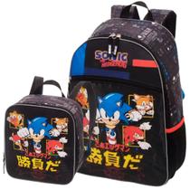 Kit Mochila Costas Lancheira Térmica Infantil Escolar Menino Sonic Tails Go Fast Pacific