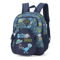 Kit Mochila Costas Lancheira Up4you Astro Dino Azul