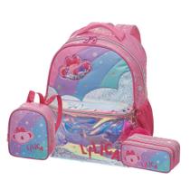 Kit Mochila Costas Lilica Super Star + Lancheira e Estojo Duplo