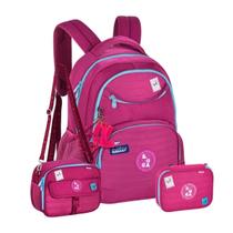 Kit Mochila Costas Luluca Escolar Lancheira E Estojo - Rosa