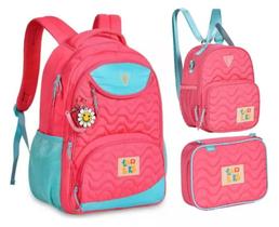 Kit Mochila Costas Luluca Lancheira Estojo 2024 Rosa