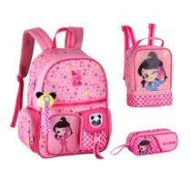 Kit Mochila Costas Luluca Lancheira Estojo Infantil Menina Juvenil