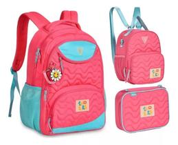 Kit Mochila Costas Luluca Lu Like Lancheira e Estojo Juvenil Escolar