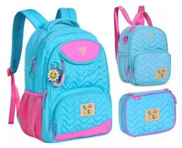 Kit Mochila Costas Luluca Lulike Lancheira Estojo 2024 Azul Kit Mochila Costas Luluca Lulike Lancheira Estojo 2024 Azul