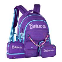 Kit Mochila Costas Luluca Pandinha Lancheira Estojo - Roxo
