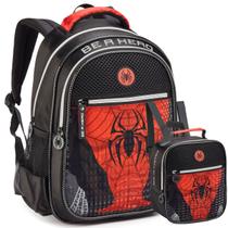 Kit Mochila Costas Masculino Lancheira Spider Aranha Dark