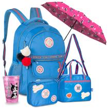 Kit Mochila Costas Metalizada Estojo Lancheira Guarda Chuva Copo Rebecca Bonbon Lançamento