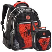 Kit Mochila Costas Mini Masculino Spider Aranha Dark Premium