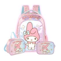 Kit Mochila Costas My Melody Escolar Lancheira E Estojo Box