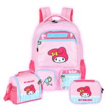 Kit Mochila Costas My Melody Lancheira E Estojo Box Passeio