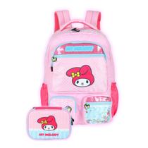Kit Mochila Costas My Melody Meninas Escolar E Estojo Box