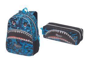 Kit Mochila Costas Pack Me Shark Attack + Estojo Duplo - Pacific