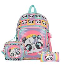Kit Mochila Costas Panda Lancheira Térmica E Estojo Escolar Kit Mochila Costas Panda Lancheira Térmica E Estojo Escolar