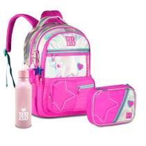 Kit Mochila Costas Pompom Alças Rebecca Bonbon Estojo Grande