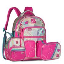 Kit Mochila Costas Prateada com Lancheira Térmica e Estojo