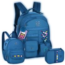 Kit Mochila Costas Rebecca Bonbon Reforçado Lancheira Estojo Cor:Azul