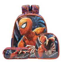 Kit Mochila Costas Spider Man Estojo E Lancheira Infantil