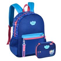 Kit Mochila Costas Stitch Juvenil Tsum Tsum Com Estojo Box