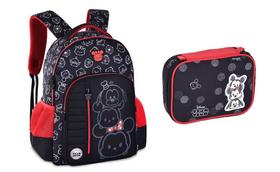 Kit Mochila Costas Tsum Tsum Preto vermelho Estjo Box 2026 Preto Tsum Tsum