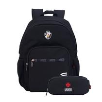 Kit Mochila Costas Vasco Da Gama Meninos Escolar E Estojo Cor:Preto