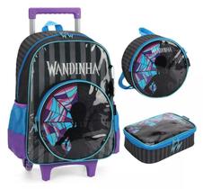 Kit Mochila Costas Wandinha Lancheira Estojo Luxcel Preto