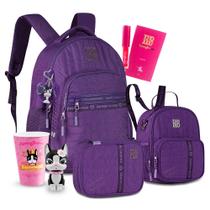 Kit Mochila Crinkle Estojo Box Lancheira 2 Em 1 Térmica Girl