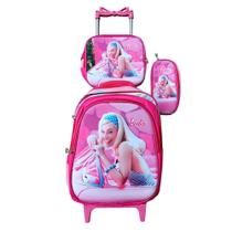 Kit Mochila da Barbie Humana em 3D com Rodinhas + Lancheira Térmica + Estojo Escolar