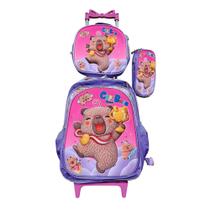 Kit Mochila da Capivara em 3D com Rodinhas + Lancheira Térmica + Estojo Escolar