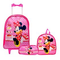 Kit Mochila da Minnie com Rodinhas + Lancheira Térmica + Estojo Escolar Kit Mochila da Minnie com Rodinhas + Lancheira Térmica + Estojo Escolar