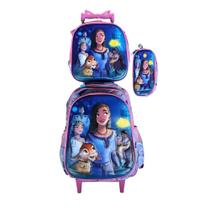 Kit Mochila da Wish Disney em 3D com Rodinhas + Lancheira Térmica + Estojo Escolar