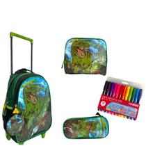 Kit Mochila de Carrinho Dinossauros + Kit com 12 canetinhas Kit Mochila de Carrinho Dinossauros + Kit com 12 canetinhas