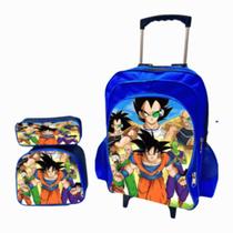Kit Mochila de Carrinho Dragon Ball c/ Lancheira e Estojo Kit Mochila de Carrinho Dragon Ball c/ Lancheira e Estojo