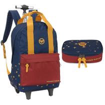 Kit Mochila de Carrinho e Estojo Box Wonder Woman Infantil