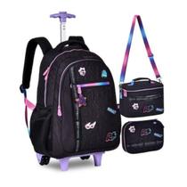 Kit Mochila de Carrinho Esc.+ Lancheira + Estojo Rafa & Luiz Cor: Preto