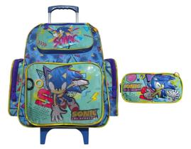 Kit Mochila de Carrinho Escolar Infantil + Estojo Duplo Sonic The Hedgehog Kit Mochila de Carrinho Escolar Infantil + Estojo Duplo Sonic The Hedgehog