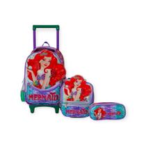 Kit Mochila De Carrinho Escolar Sereia Mermaid Grande Menina