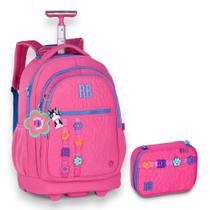 Kit Mochila de Carrinho Flower Power 19" RB26229 + Estojo Rebecca Bonbon - Clio Style Kit Mochila de Carrinho Flower Power 19" RB26229 + Estojo Rebecca Bonbon - Clio Style