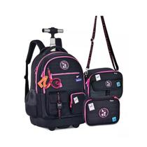 Kit Mochila de Carrinho Lancheira e Estojo Box Preto Luluca Kit Mochila de Carrinho Lancheira e Estojo Box Preto Luluca