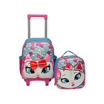 Kit Mochila De Carrinho+lancheira Escolar Infantil Gatinha