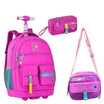Kit Mochila De Carrinho Lancheira Estojo LULUCA juvenil Escolar - Oficial