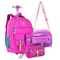 Kit Mochila De Carrinho Lancheira Estojo LULUCA juvenil Escolar Oficial