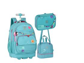 Kit Mochila de Carrinho Miçangas 19" + Lancheira + Estojo Rebecca Bonbon - Clio Style