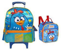 Kit Mochila de Carrinho P+Lancheira Clio Galinha Pintadinha