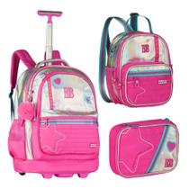 Kit Mochila de Carrinho Rebecca Bonbon Holografica com Estojo,Lancheira 2026 Original Premium COR:ROSA Kit Mochila de Carrinho Rebecca Bonbon Holografica com Estojo,Lancheira 2026 Original Premium COR:ROSA